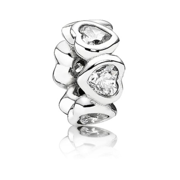 Hearts Spacer Bracelet Charm - S925 Sterling Silver Fits Pandora - Picture 2 of 5